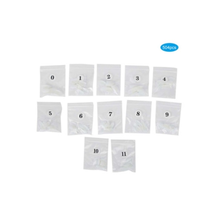 Set 504 bucati tips unghii false mat pentru manichiura DIY