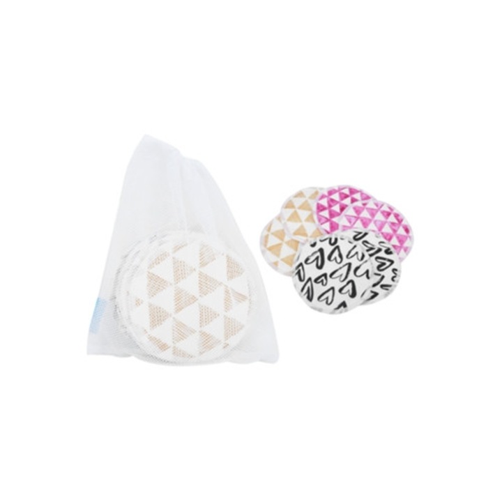 Pachet de 6 tampoane de alaptare reutilizabile, 3 straturi, lavabile