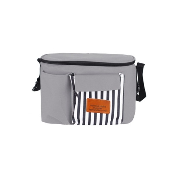 Többfunkciós babakocsi táska, vízálló, szürke