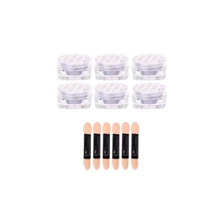 Set pudra pentru unghii 0.5g, pigment sclipitor, 6 bucati