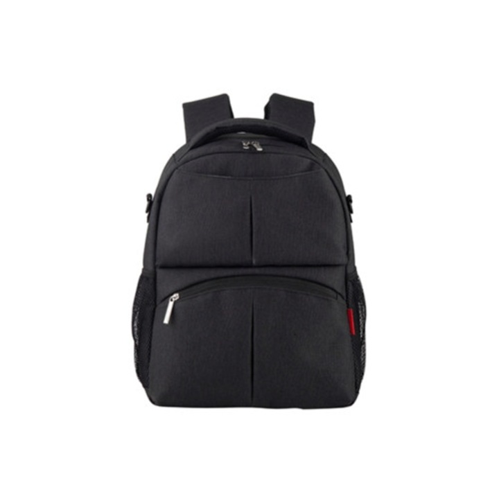 Nagy kapacitású kismama hátizsák, fekete