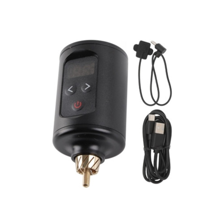 Безжично захранване за татуировки, двоен режим, RCA интерфейс, LCD дисплей, презареждаема USB батерия