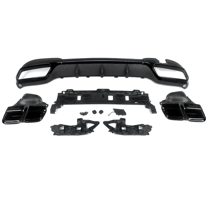 Заден дифузьор за броня, за Mercedes-Benz E Class W212, ABS материал, включва 2 изхода, лесен монтаж