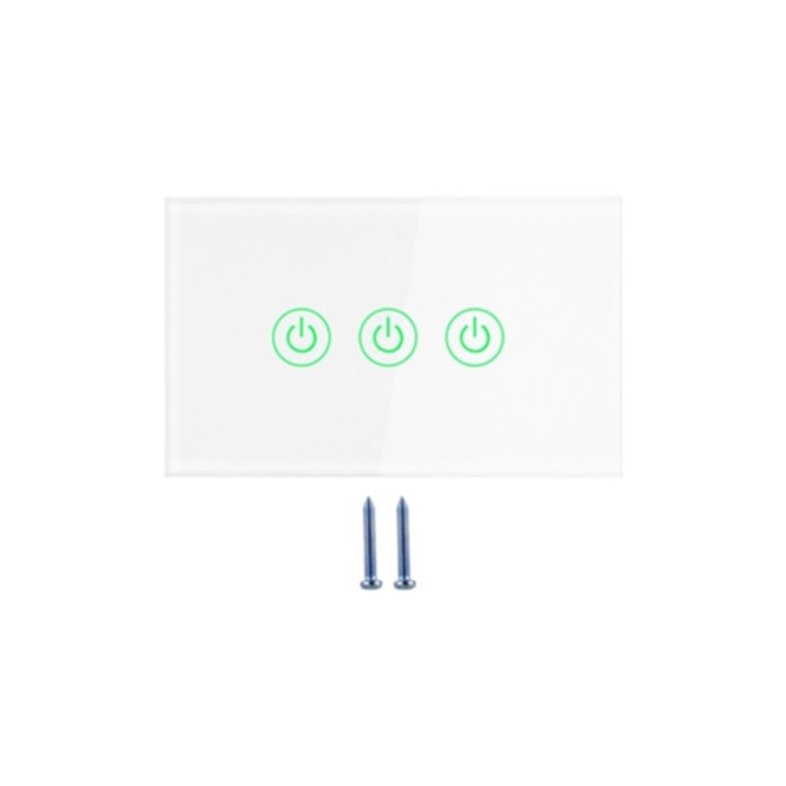 Comutator Smart WiFi Tuya cu control tactil si vocal, 100-240V, pentru priza US