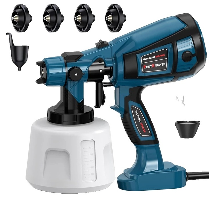 Pistol de vopsit electric, 1000W, capacitate 1400ml, compatibilitate multi-suprafete, usor de curatat