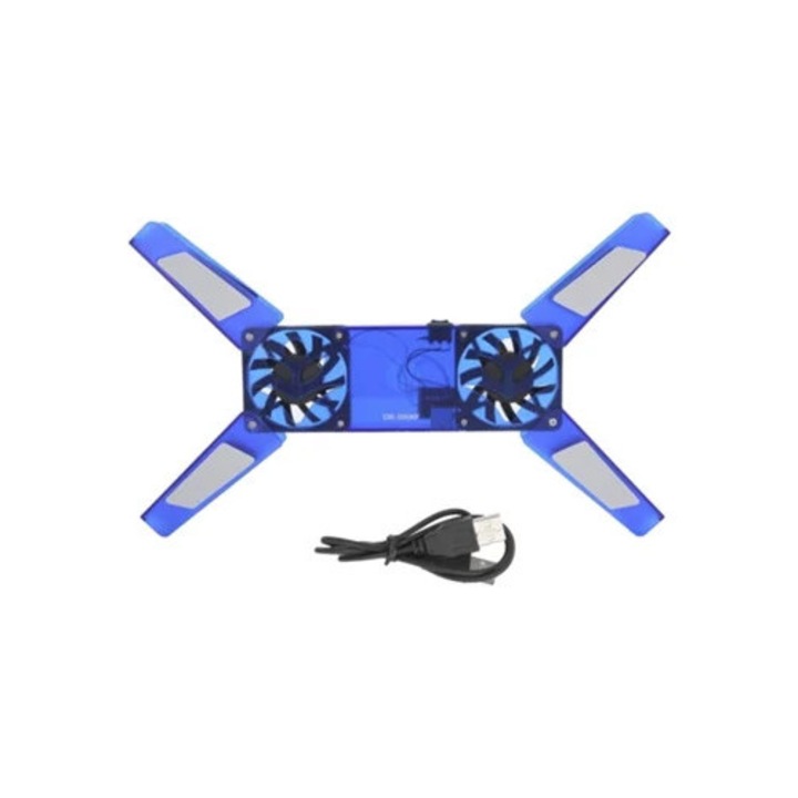 Suport de racire pentru laptop cu ventilatoare duale, baza pliabila, cablu USB, 2008f