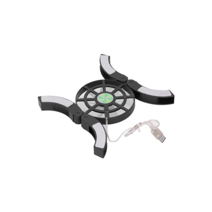 Racitor laptop Drs04, foldabil, cu USB si lumina, negru