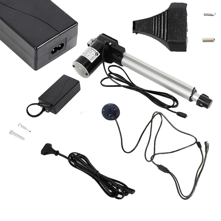 Електрически линеен задвижващ механизъм, 600KG капацитет, 230mm дължина на хода, удължен размер 635mm, IP44 защита