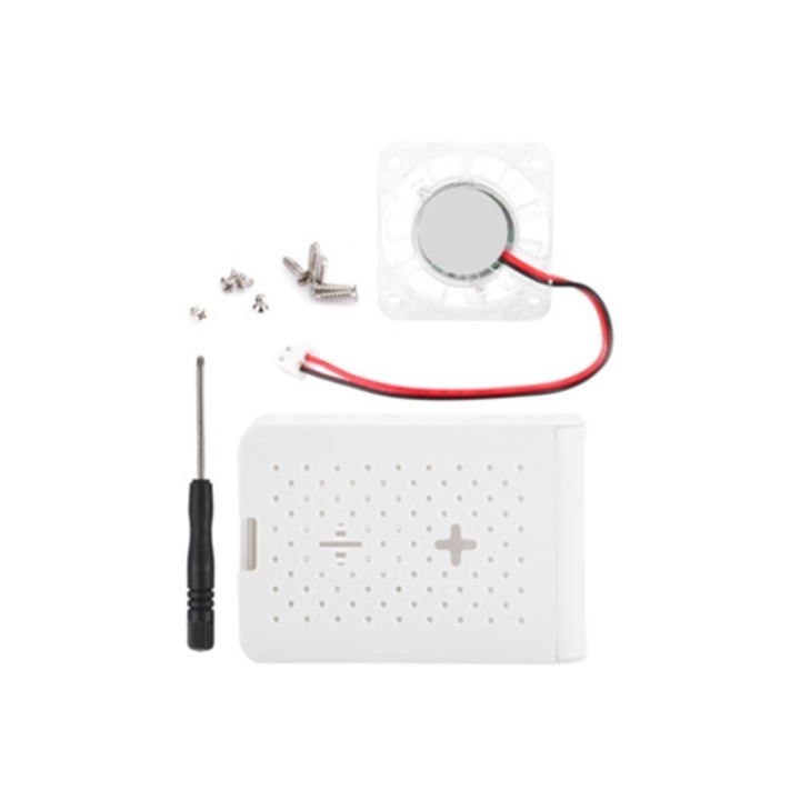 Защитен ABS корпус с вентилатор за Raspberry Pi 4b, бял