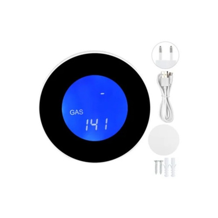 Detector de gaz combustibil WiFi cu display LCD, senzor alarma pentru casa inteligenta, 100-240V