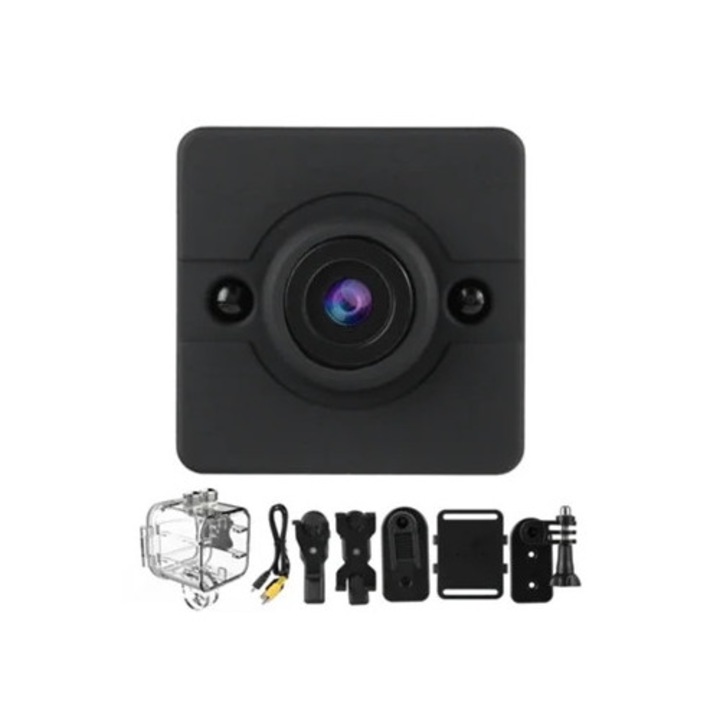 Camera video sport Mini HD 1080P, impermeabila, detectie miscare, viziune nocturna infrarosu