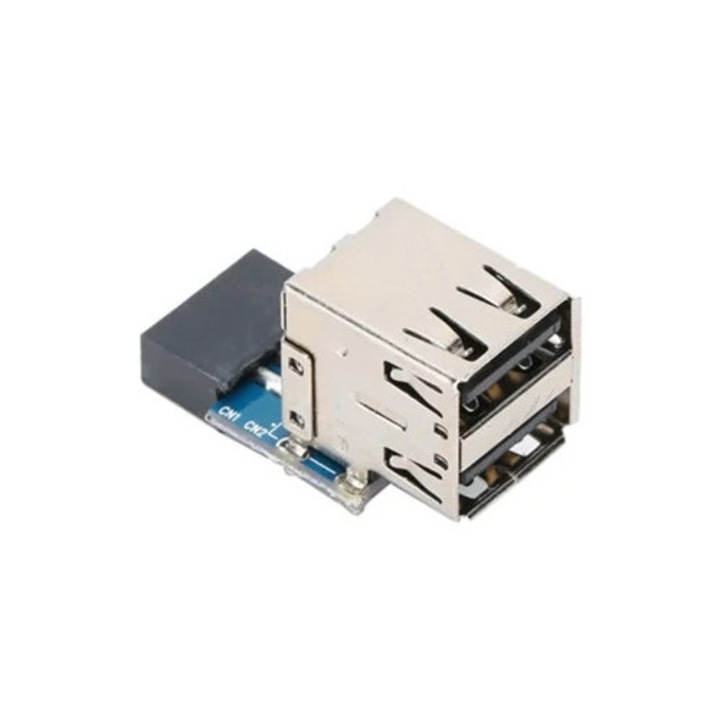 Adaptor de expansiune USB 2.0 cu 2 porturi, 9 pini, accesorii pentru computer