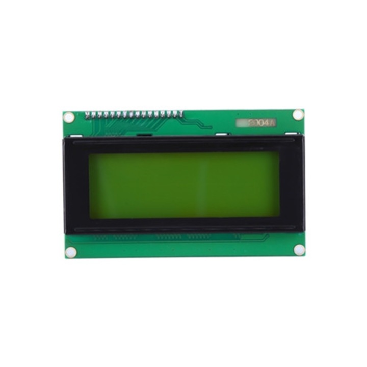 Modul LCD cu interfata seriala, iluminare de fundal galbena, controler cu unghi larg, 2004