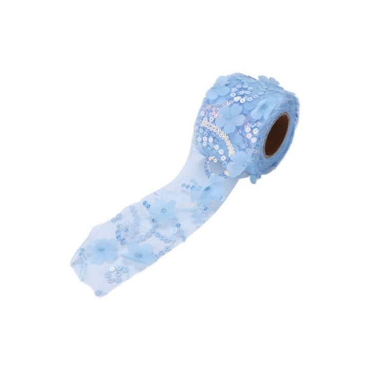 Tul din poliester, rezistent la abraziune, cu paiete, 6cm