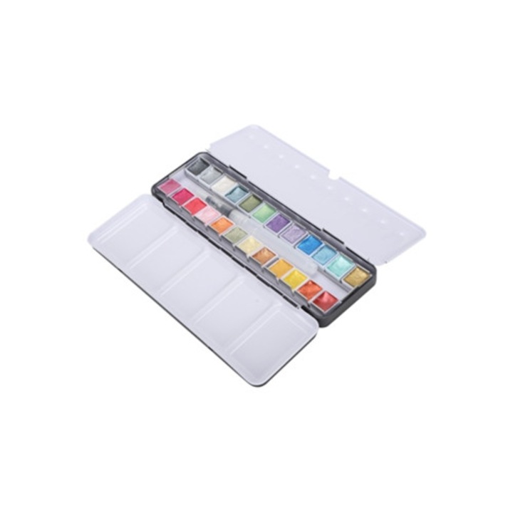 Set de acuarele perlate portabile cu carcasa