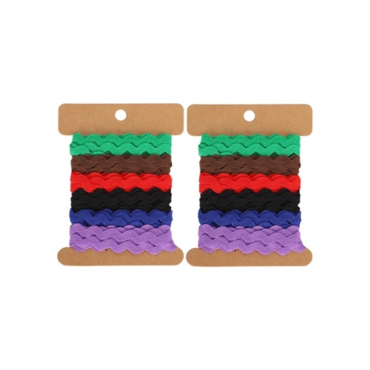 Set 2 panglici zigzag colorate 8mm pentru crafturi, accesorii de par, cusut si decorare