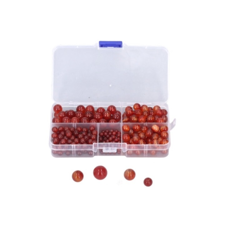 Set de margele din agat rosu, 10mm, 8mm, 6mm, 4mm, lucioase, pentru bijuterii DIY