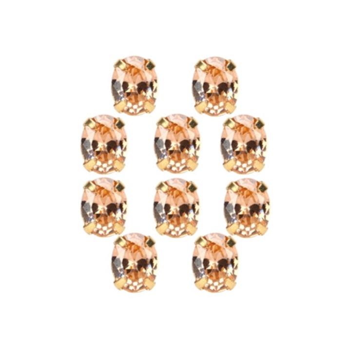 10 darab 8x10 mm-es elliptikus cirkónia készlet ruházathoz és lábbelikhez