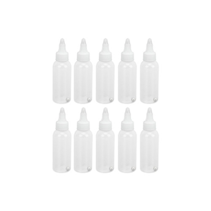 Sticle pigment 60ml, set de 10, plastic dur, cu bila rulanta