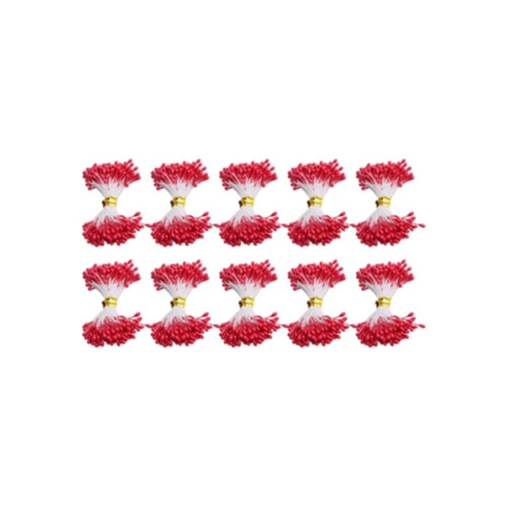 Set 900 stamine artificiale din ghips rosu pentru decorarea buchetelor, 3x4mm