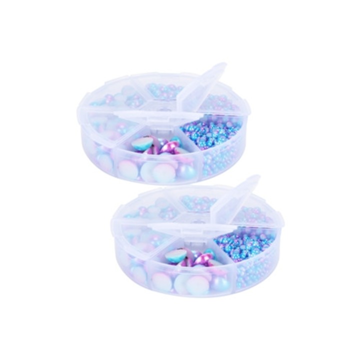 Set 2 Doboz Félkör alakú Gradient Gyöngyutánzat Javítások Kézműves és Ruházati Célokra, Kék és Lila