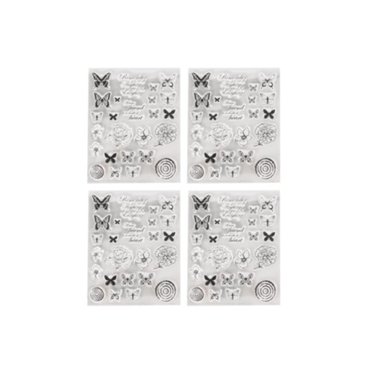 Set 4 timbre clare TPR pentru carduri DIY, albume foto, carduri de Craciun reutilizabile