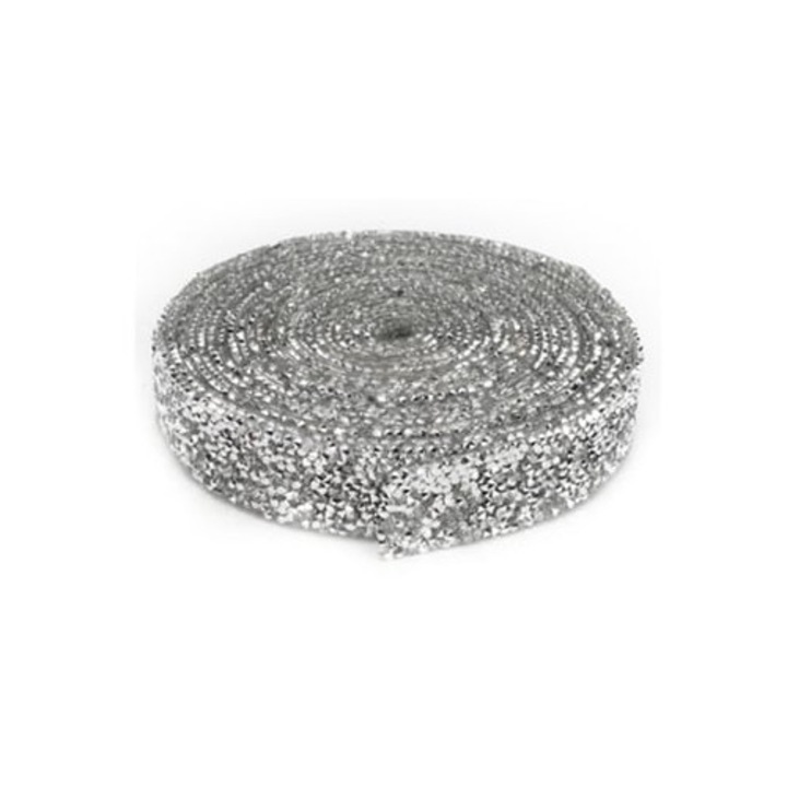 Ezüst strasszos szalag 1" 5 yard telefon tokok és autó kiegészítők díszítéséhez