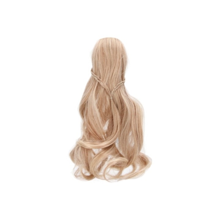 Peruca pentru papusi cu par cret si breton drept, 8-9 inch