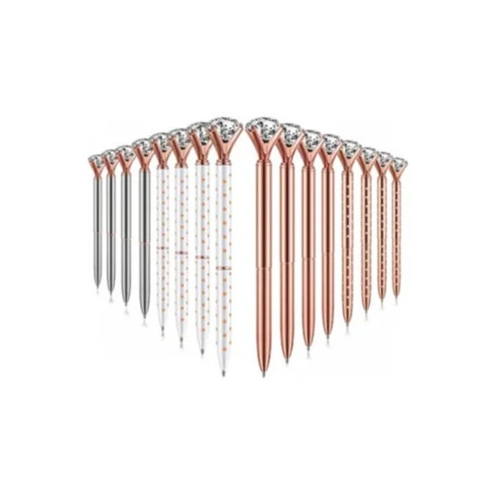 Pixuri gel elegante, set 16, culori asortate, rezerve interschimbabile