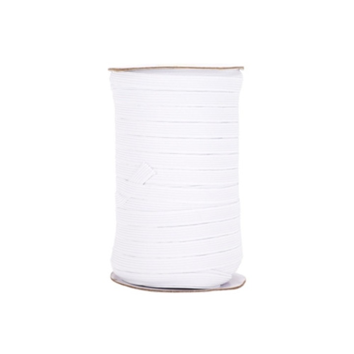 Lapos gumiszalag 10mm 100 yard fehér, ruházati kiegészítők
