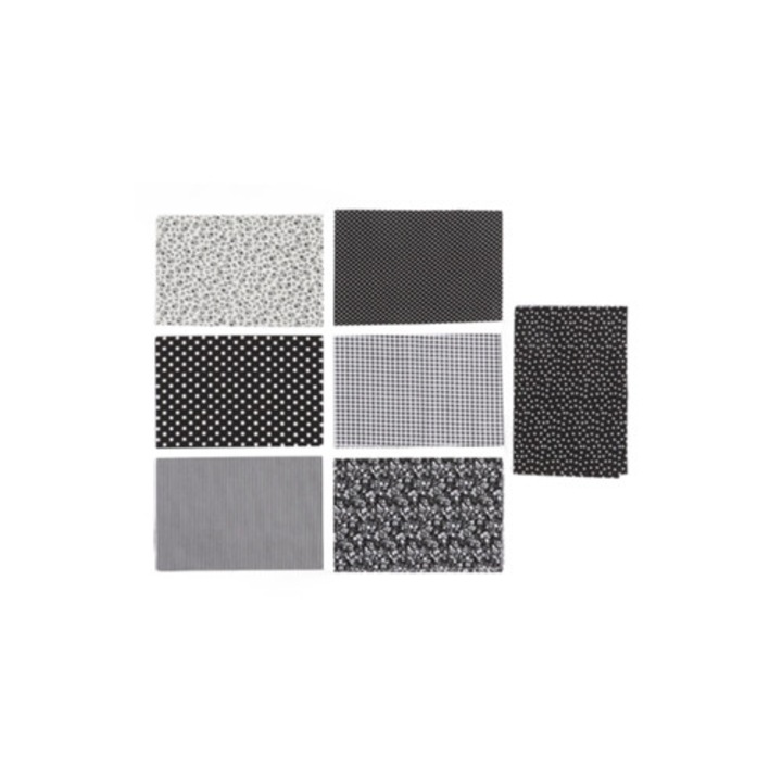 Set de tesaturi pentru cusut 50x50 cm, 7 piese cu imprimeuri diferite, usoare
