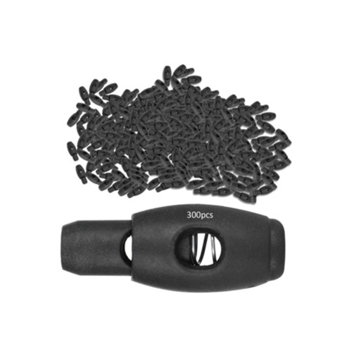 Set 300 Pcs Blocaje Cordela Plastic, Un Orificiu, Accesorii Imbracaminte