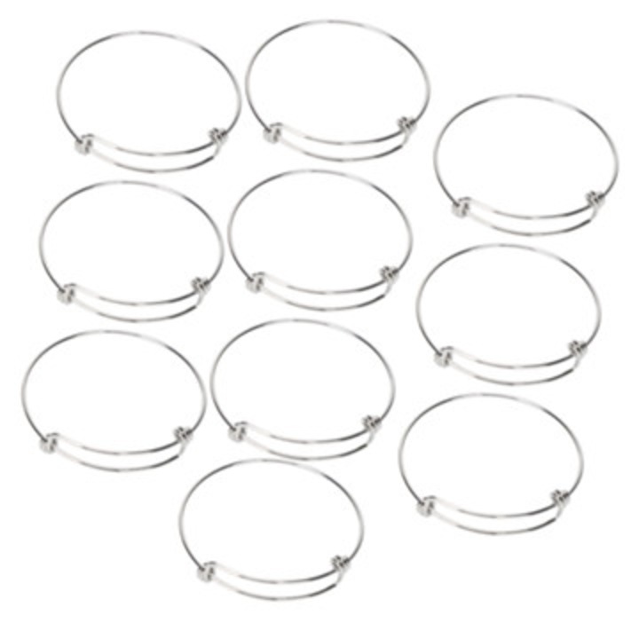 Set 10 bratari elastice din otel inoxidabil 1.6mm ajustabile pentru DIY