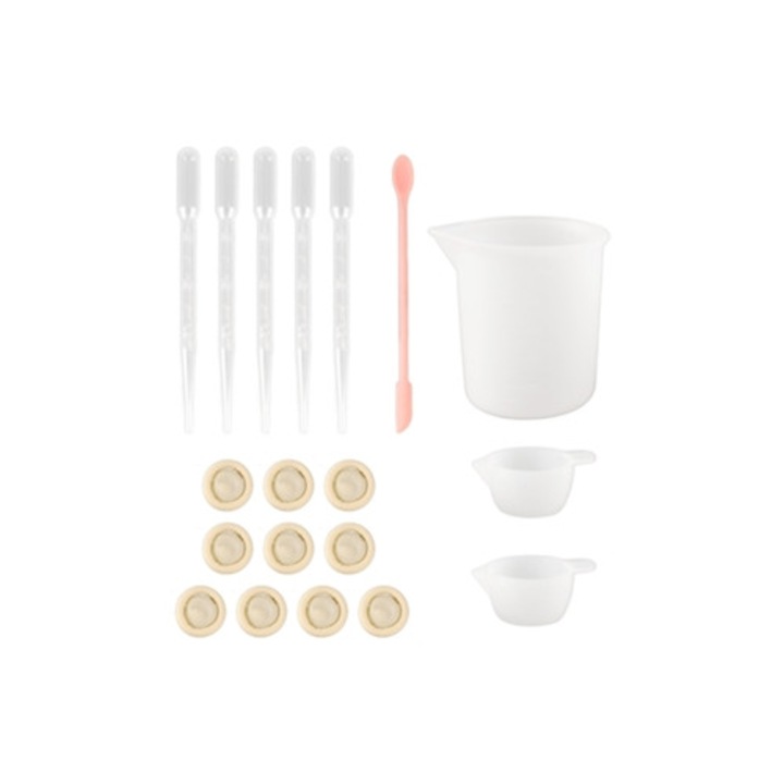 Set ustensile de masurat din silicon cu spatula, manusi si pipete pentru amestecat rasina epoxidica
