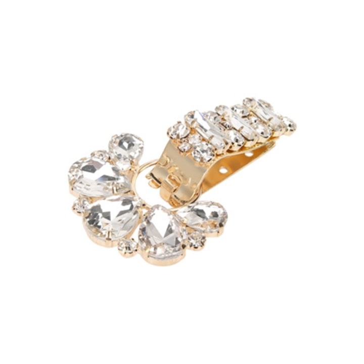 Fehér csepp alakú kristályos csat, ruházathoz