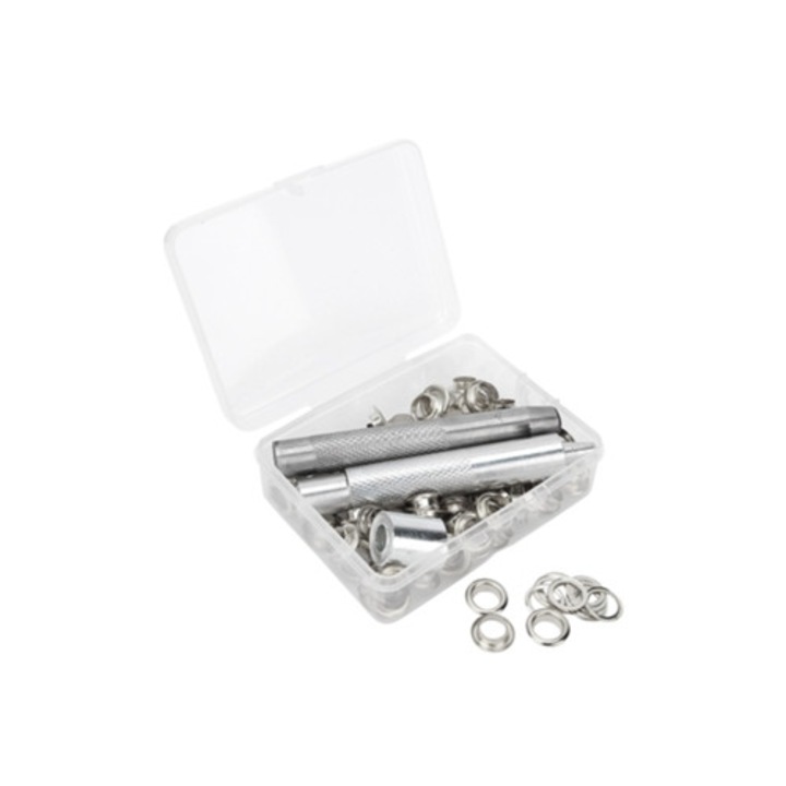 100 darab 0,3"-es szegecskészlet dobozzal a felhelyezéshez, ruházathoz, vászonhoz és kézműves munkákhoz