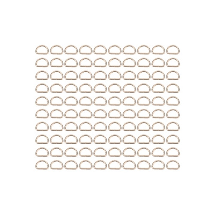 Set 100 inele tip D, din fier, utilizate pentru imbracaminte, rucsac si genti