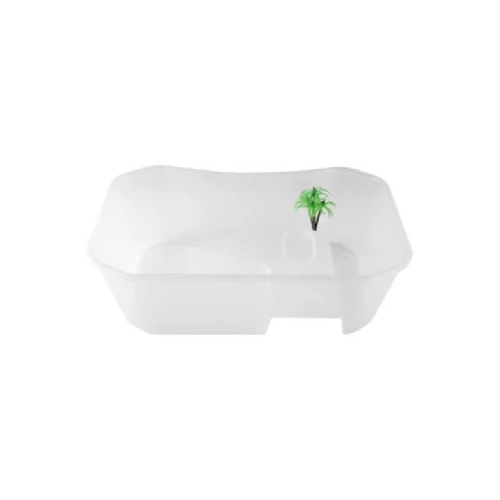 Acvariu plastic mic cu platforma de inot pentru testoase si reptile, alb