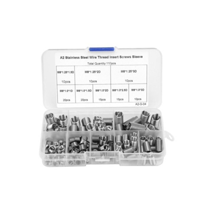 Set dibluri filetate din inox M6 M8, 110 piese, 1D 3D