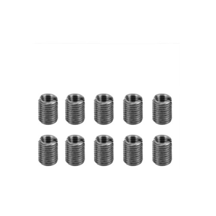 Set de 10 bucse din otel inoxidabil cu filet fin si fante