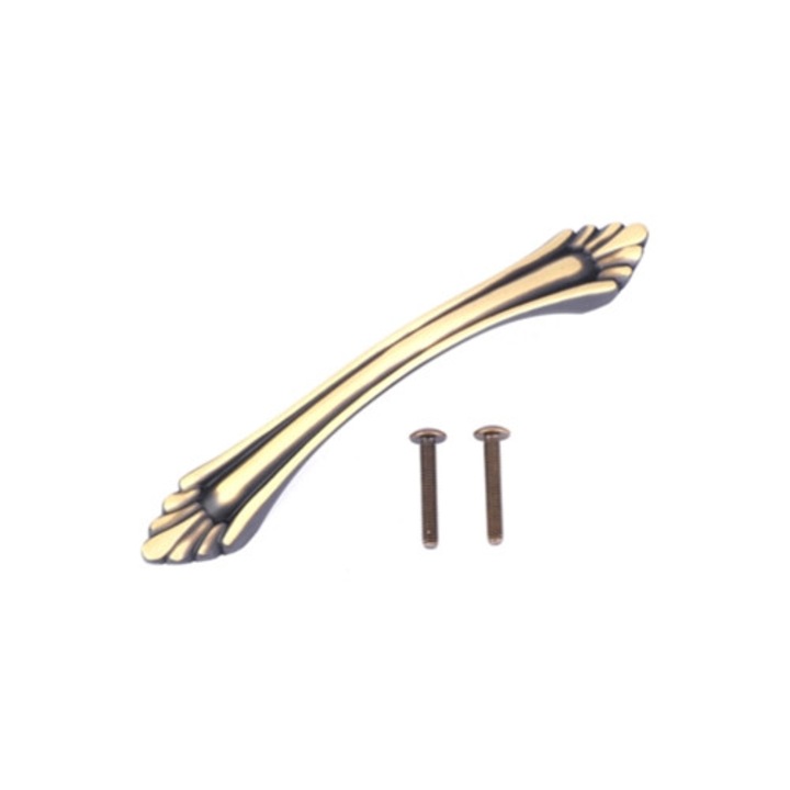 Maner usa din alama cu doua gauri, feronerie pentru mobila, set