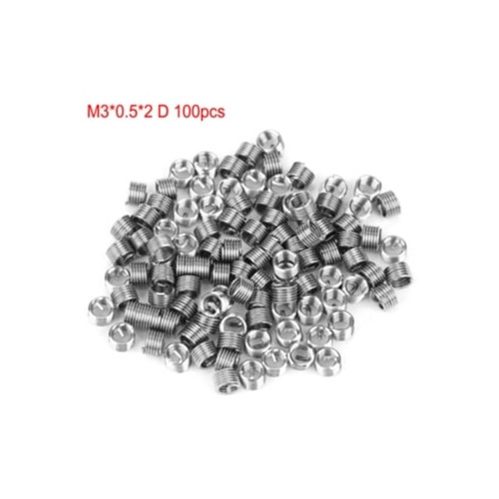 Insertii filet elicoidal M3, 100 bucati, inox SS304