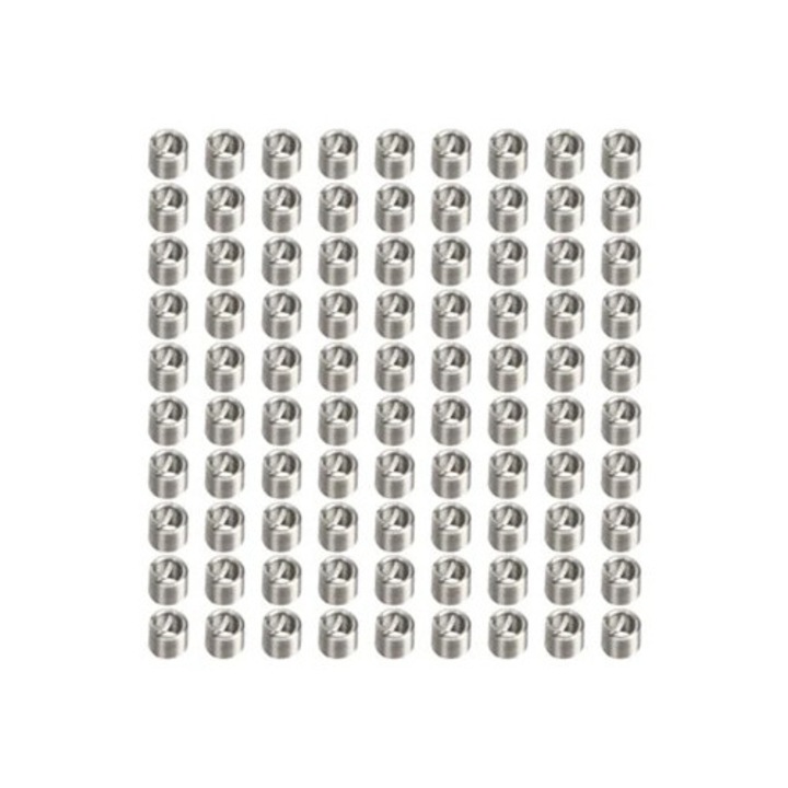 Set 100 bucati insertii filet pentru repararea piulitelor, otel inoxidabil, M2.5x0.45