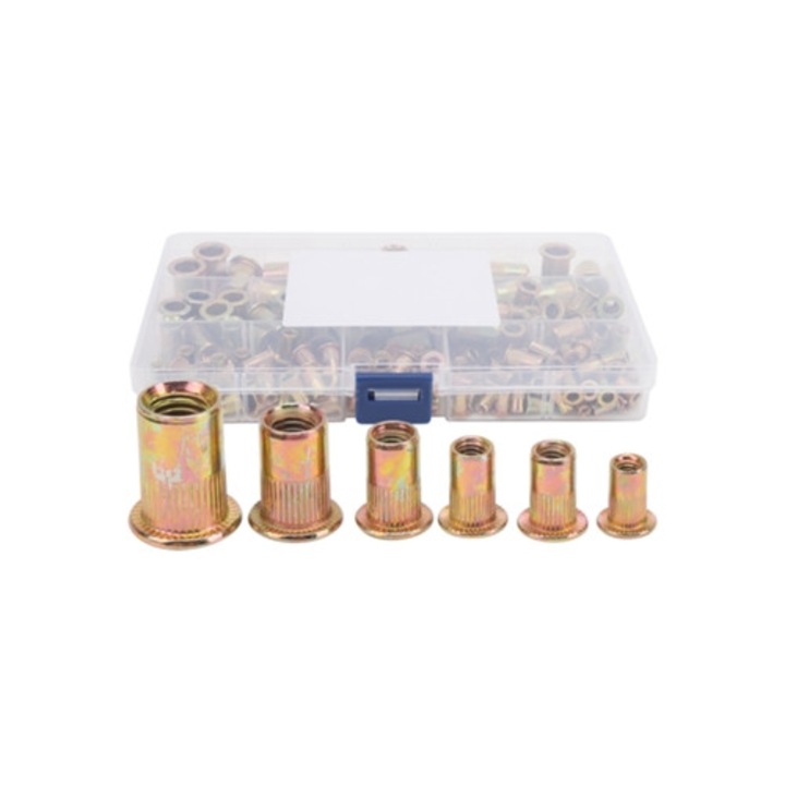 Set 165PCS piulite filetate din otel carbon M3 M4 M5 M6 M8 cu cap plat