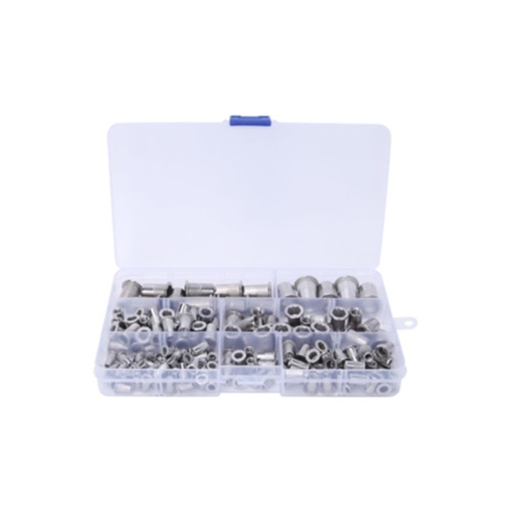 Set de 165 piulite cu nit din inox 304 M3-M10