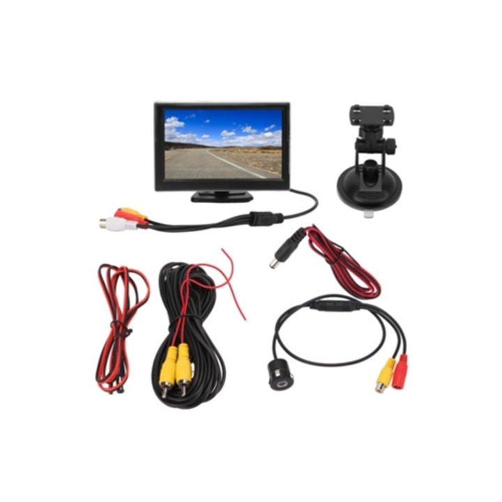 Kit camera de marsarier 5 inch cu monitor, HD, 12-24V pentru vehicule