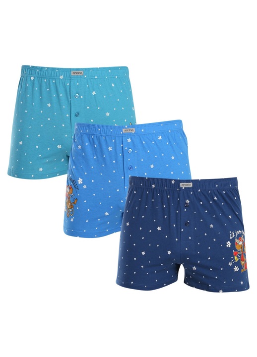 Set3 perechi de boxeri barbatesti Andrie, PS 5773, bumbac, albastru