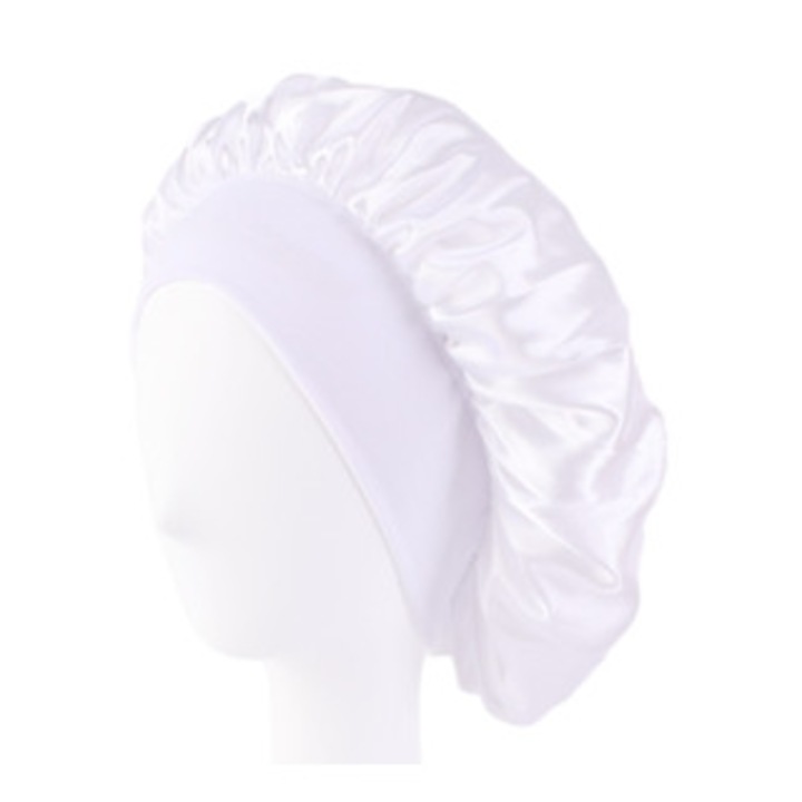 Caciula de somn din satin pentru femei, solida, cu margine lunga, unisex, banda elastica