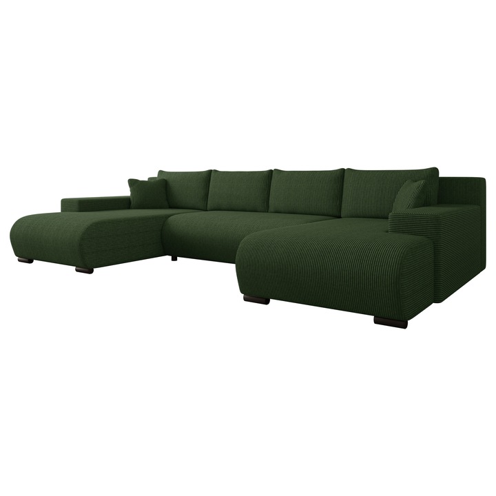 Coltar cu functie de dormit Teromis U Reiat, MIRJAN 24, verde, 191x351x80 cm