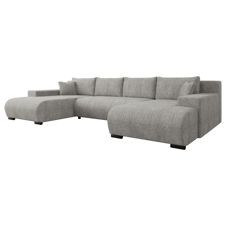 Coltar cu functie de dormit Teromis U, MIRJAN 24, gri platinat, 191x351x80 cm